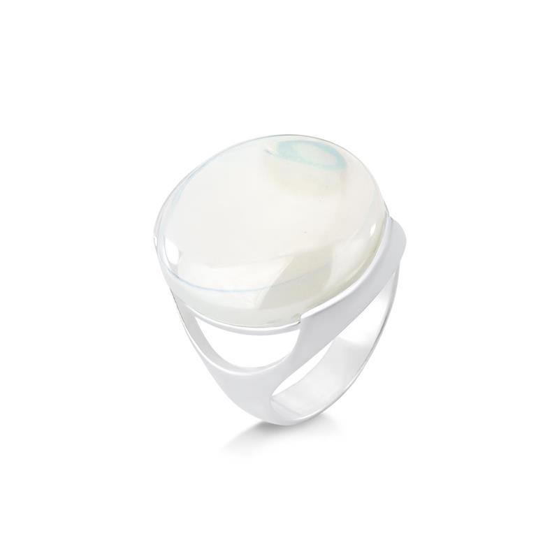 ANEL FOLHEADO A PRATA COM EFEITO PEROLADO