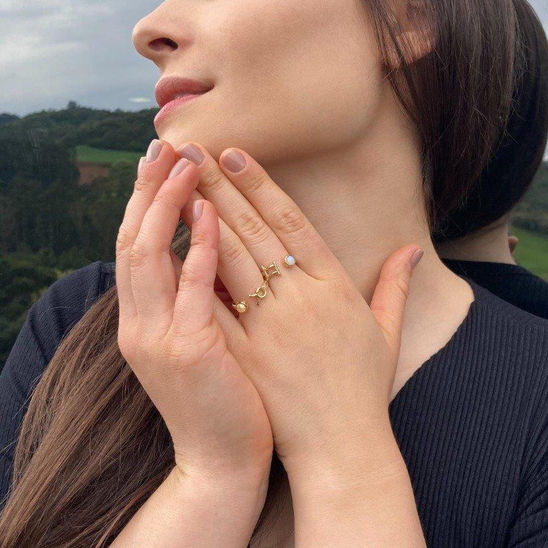 ANEL GÊMEOS FOLHEADO A OURO