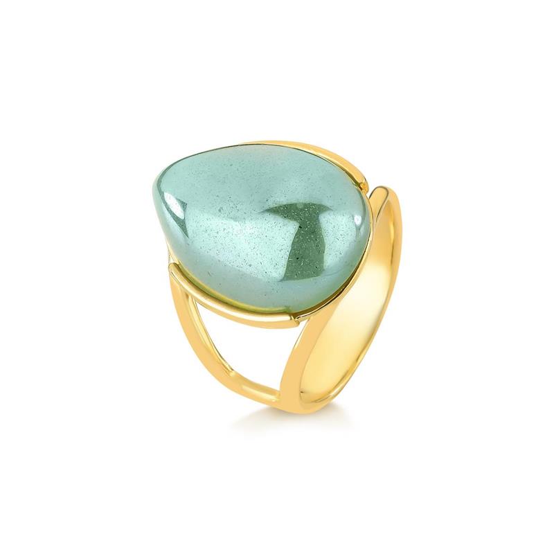 ANEL FOLHEADO A OURO COM EFEITO PEROLADO