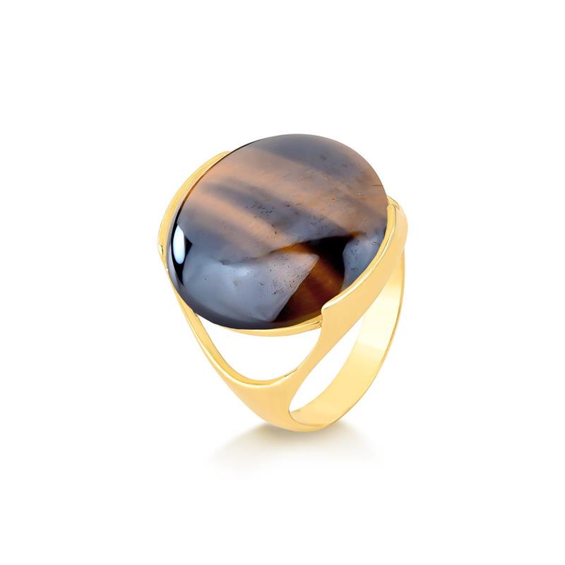 ANEL FOLHEADO A OURO COM EFEITO PEROLADO