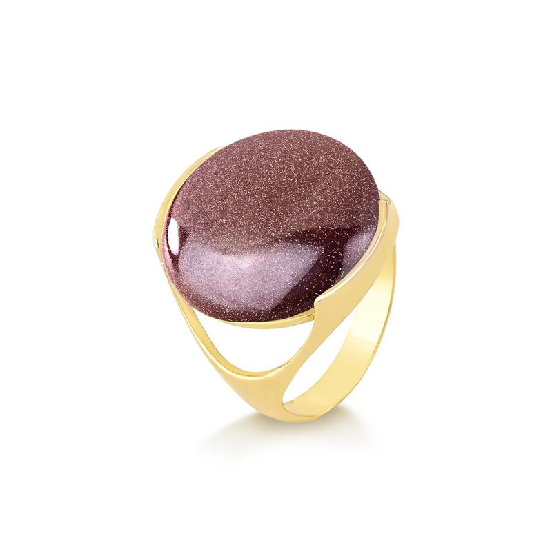 ANEL FOLHEADO A OURO COM EFEITO PEROLADO