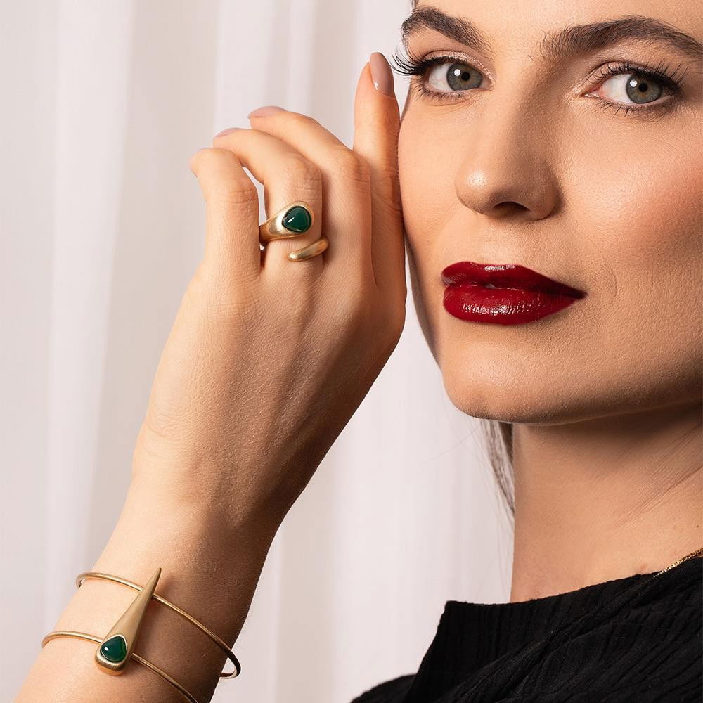 ANEL FOLHEADO A OURO