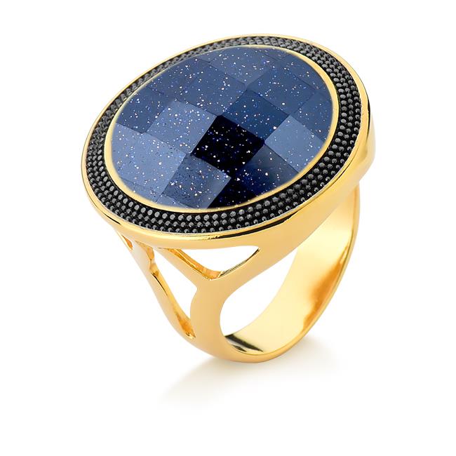 ANEL FOLHEADO A OURO E RÓDIO NEGRO