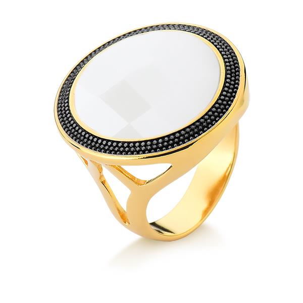 ANEL FOLHEADO A OURO E RÓDIO NEGRO