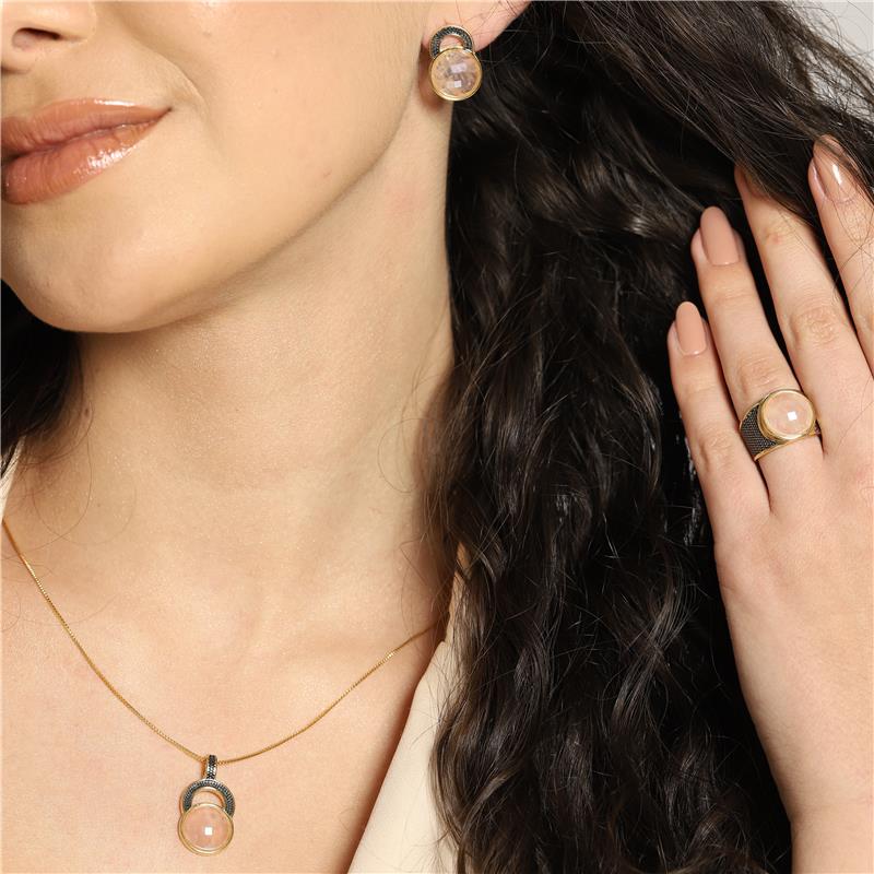 ANEL FOLHEADO A OURO E RÓDIO NEGRO