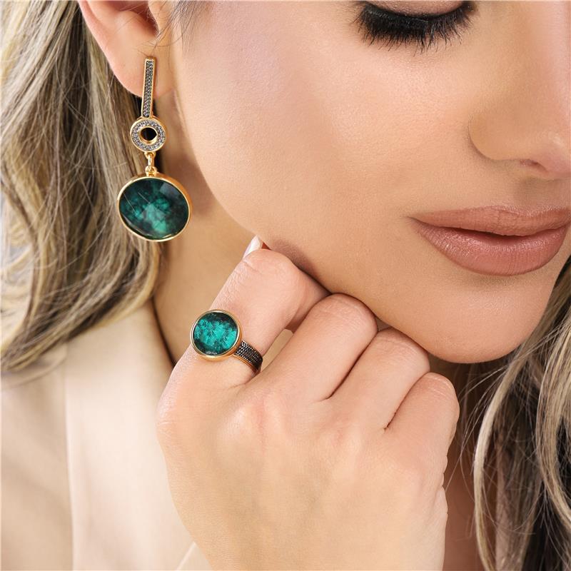 ANEL FOLHEADO A OURO E RÓDIO NEGRO