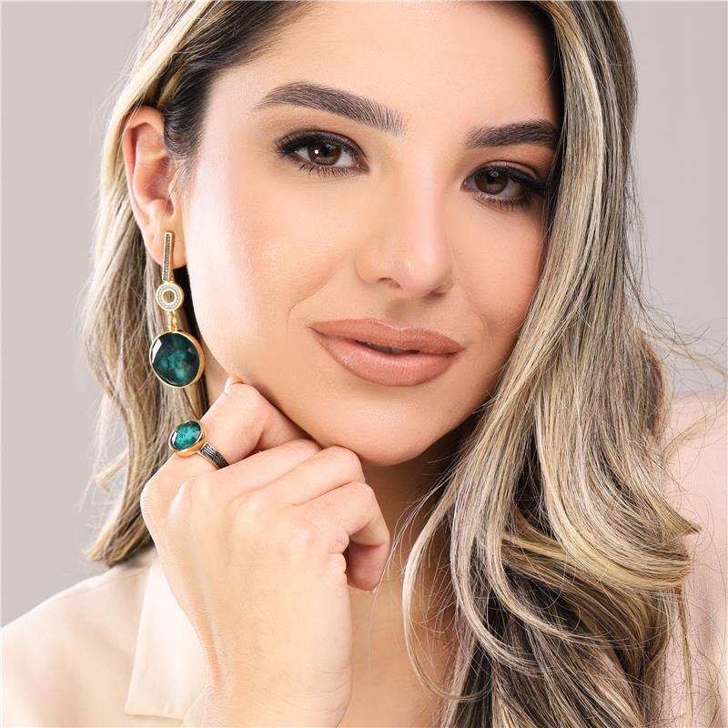 ANEL FOLHEADO A OURO E RÓDIO NEGRO