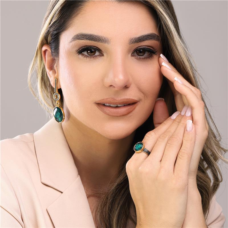 ANEL FOLHEADO A OURO E RÓDIO NEGRO