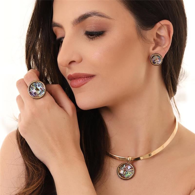 ANEL FOLHEADO A OURO E RÓDIO NEGRO