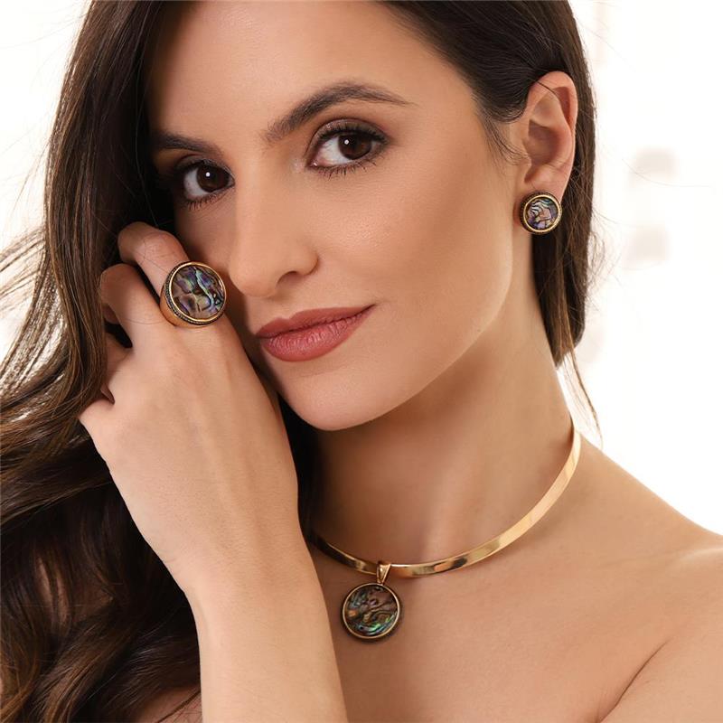 ANEL FOLHEADO A OURO E RÓDIO NEGRO