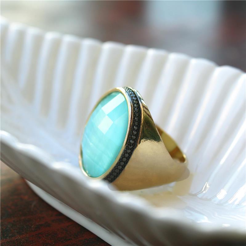 ANEL FOLHEADO A OURO E RÓDIO NEGRO