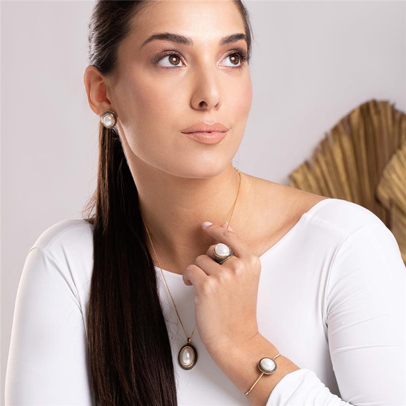 ANEL FOLHEADO A OURO E RÓDIO NEGRO