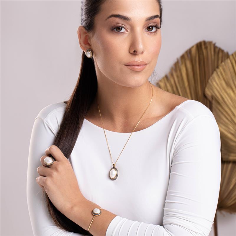 ANEL FOLHEADO A OURO E RÓDIO NEGRO