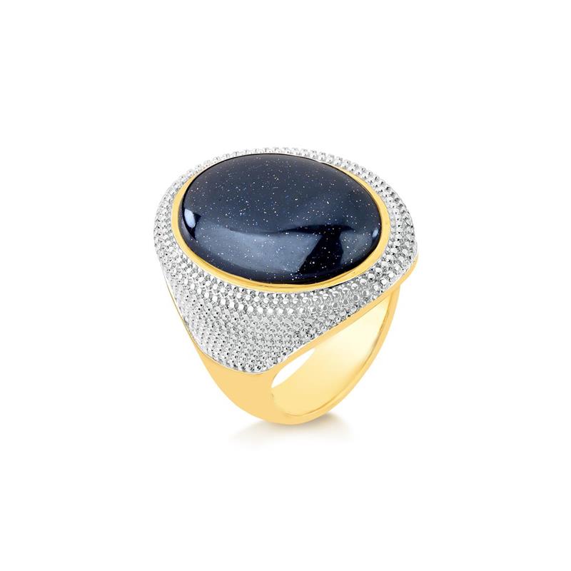 ANEL FOLHEADO A OURO E RÓDIO BRANCO