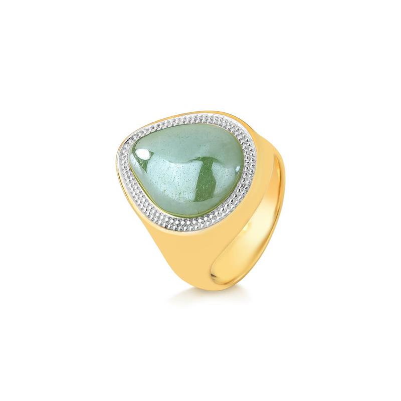 ANEL FOLHEADO A OURO E RÓDIO BRANCO COM EFEITO PEROLADO