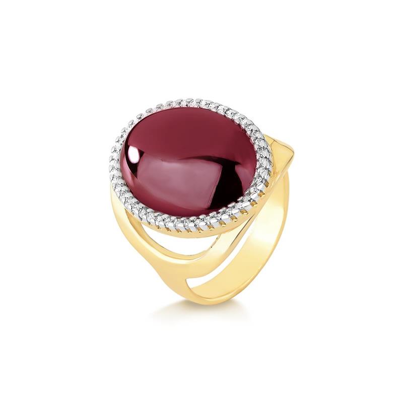 ANEL FOLHEADO A OURO E RÓDIO BRANCO COM EFEITO PEROLADO