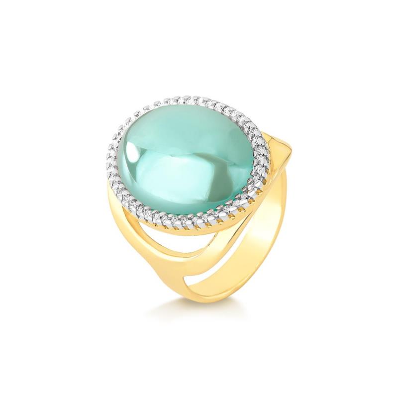 ANEL FOLHEADO A OURO E RÓDIO BRANCO COM EFEITO PEROLADO