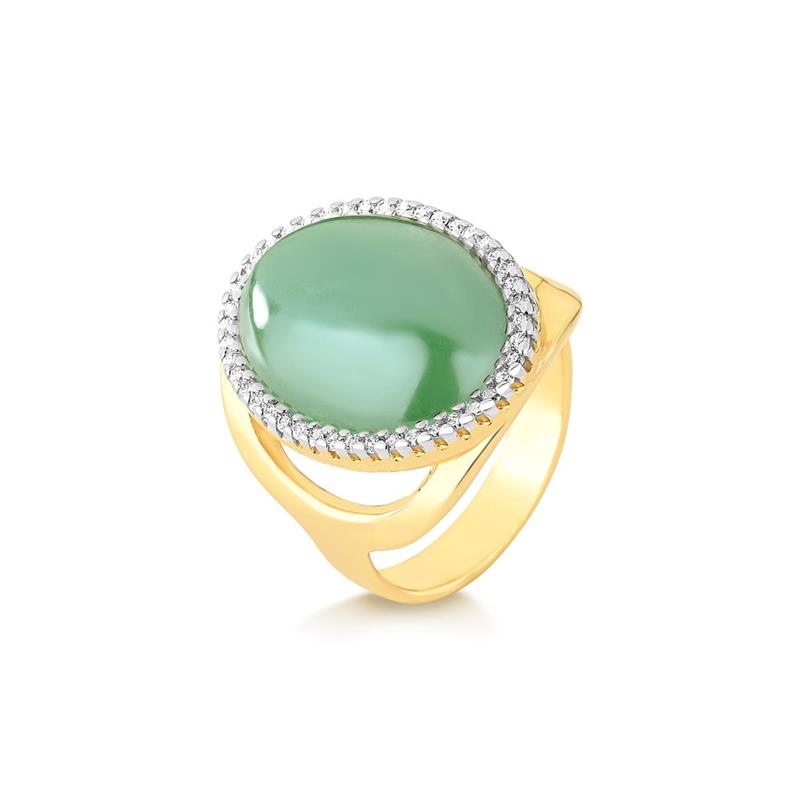 ANEL FOLHEADO A OURO E RÓDIO BRANCO COM EFEITO PEROLADO