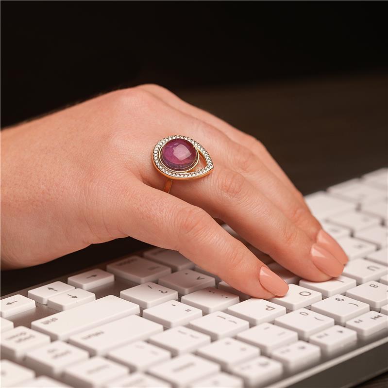 ANEL FOLHEADO A OURO E RÓDIO BRANCO