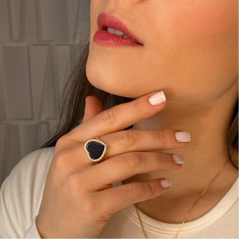 ANEL FOLHEADO A OURO E RÓDIO BRANCO