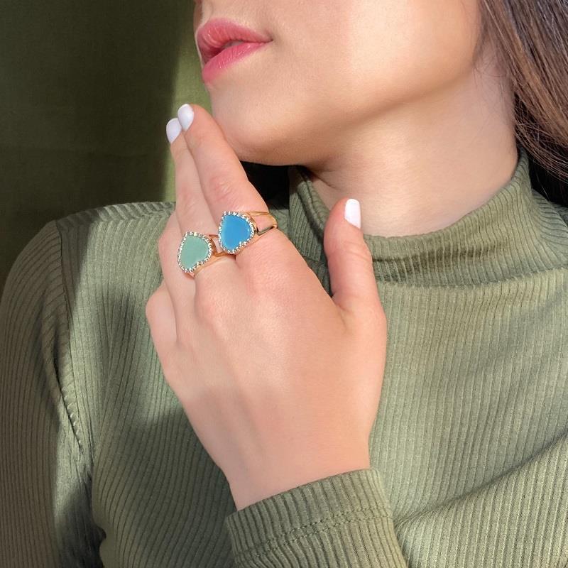 ANEL FOLHEADO A OURO E RÓDIO BRANCO