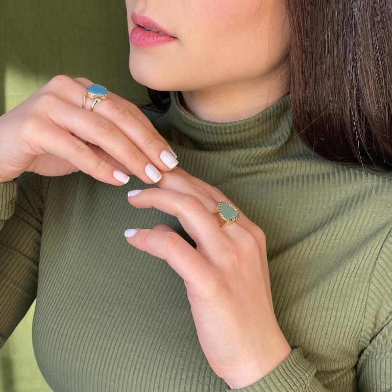 ANEL FOLHEADO A OURO E RÓDIO BRANCO