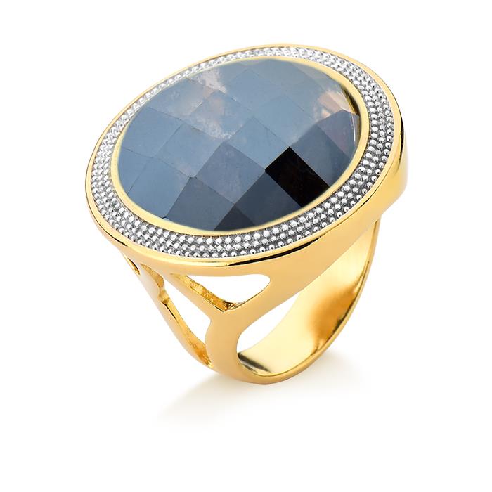 ANEL FOLHEADO A OURO E RÓDIO BRANCO