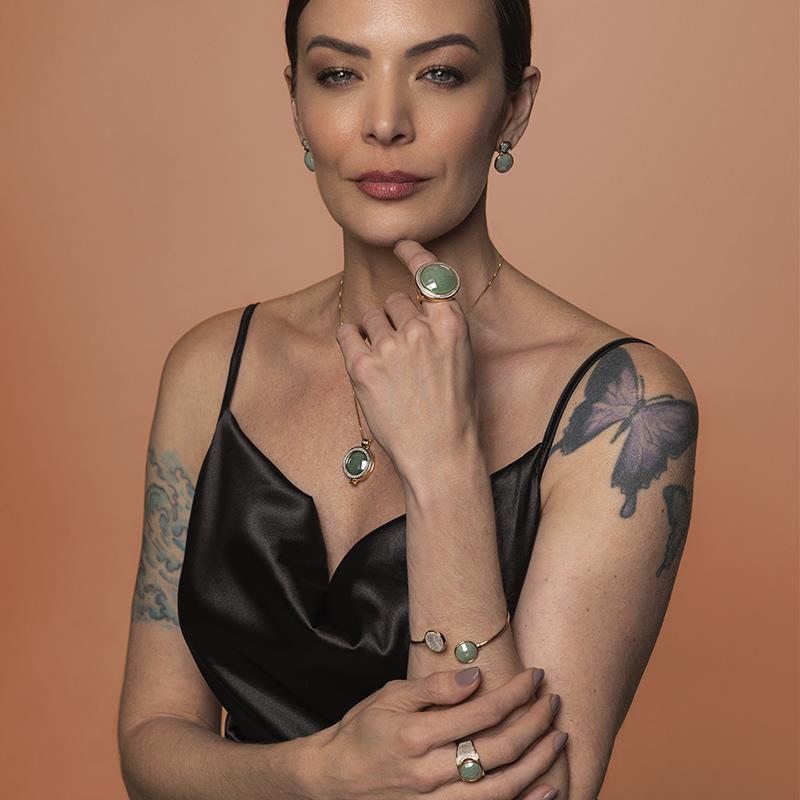 ANEL FOLHEADO A OURO E RÓDIO BRANCO