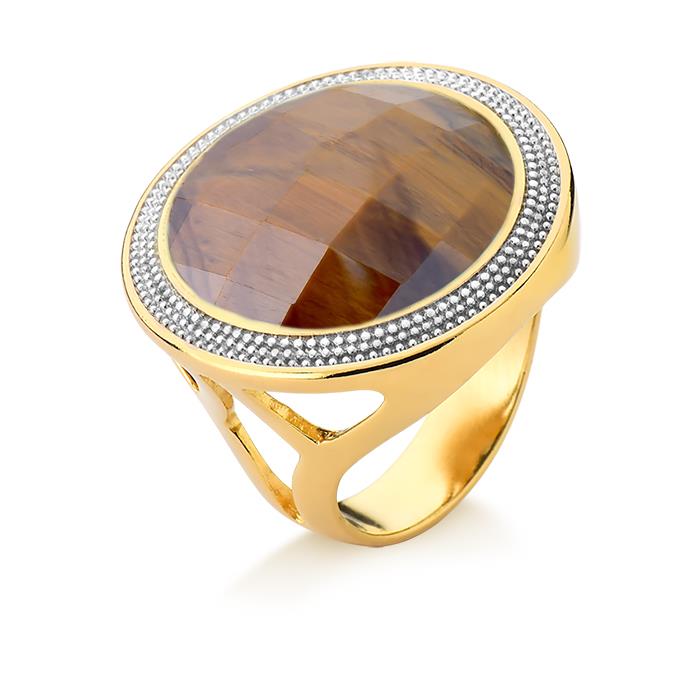 ANEL FOLHEADO A OURO E RÓDIO BRANCO