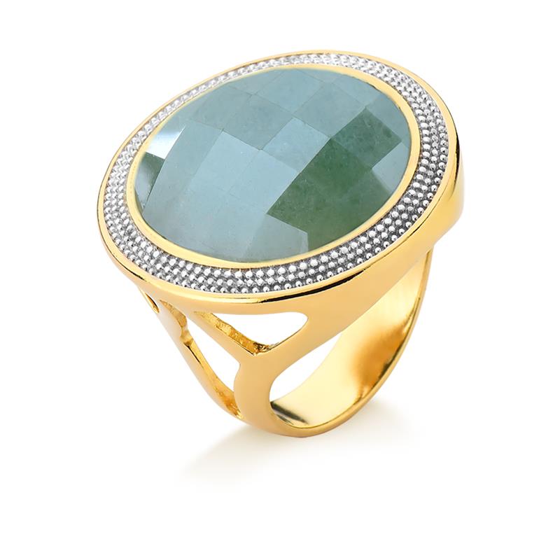 ANEL FOLHEADO A OURO E RÓDIO BRANCO