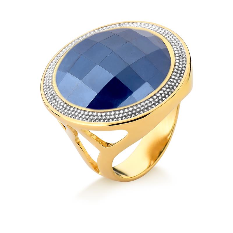 ANEL FOLHEADO A OURO E RÓDIO BRANCO