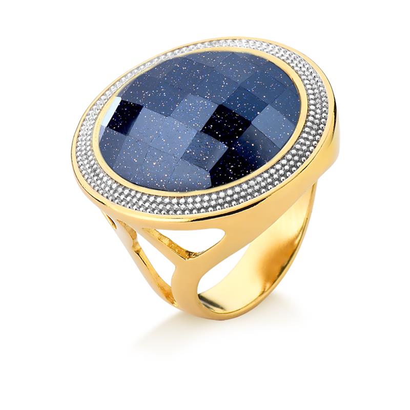 ANEL FOLHEADO A OURO E RÓDIO BRANCO