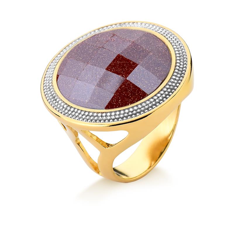 ANEL FOLHEADO A OURO E RÓDIO BRANCO