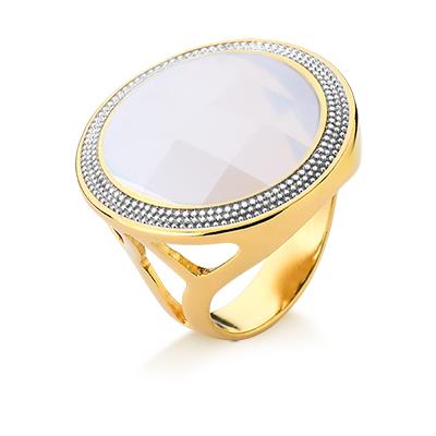 ANEL FOLHEADO A OURO E RÓDIO BRANCO
