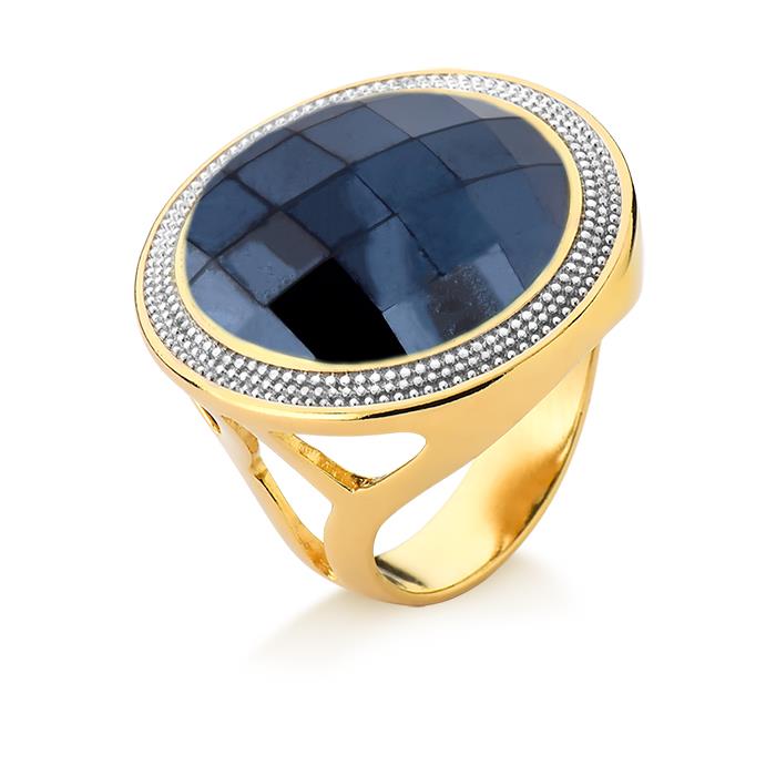 ANEL FOLHEADO A OURO E RÓDIO BRANCO