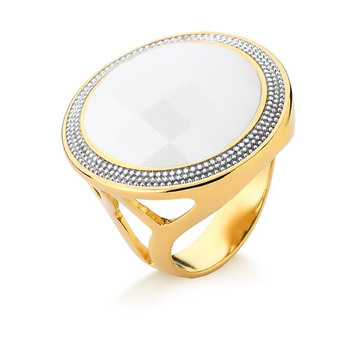 ANEL FOLHEADO A OURO E RÓDIO BRANCO