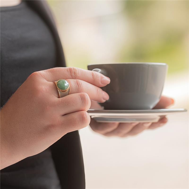 ANEL FOLHEADO A OURO E RÓDIO BRANCO