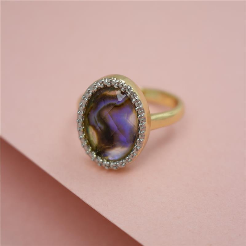 ANEL FOLHEADO A OURO E RÓDIO BRANCO