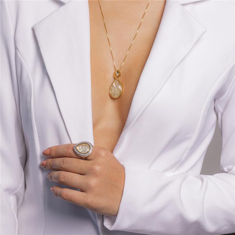 ANEL FOLHEADO A OURO E RÓDIO BRANCO