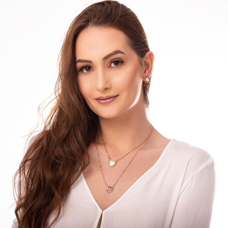 BRINCO FOLHEADO A OURO COM ESMALTE LILÁS