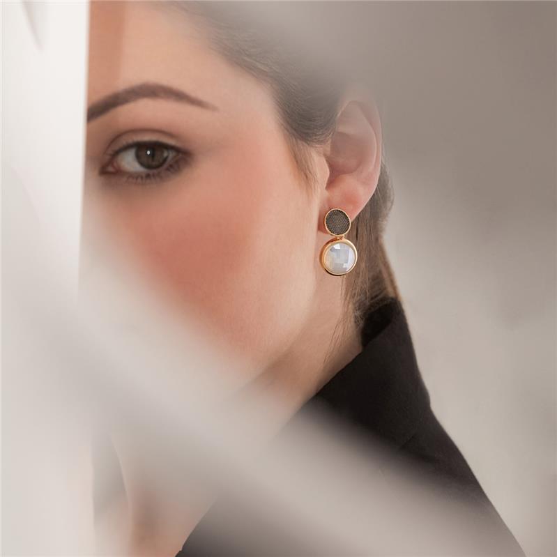 BRINCO FOLHEADO A OURO E RÓDIO NEGRO