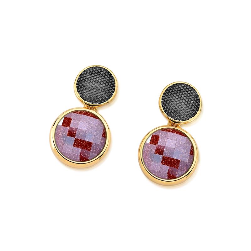 BRINCO FOLHEADO A OURO E RÓDIO NEGRO