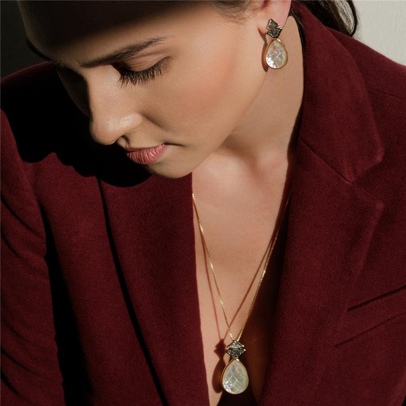 BRINCO FOLHEADO A OURO E RÓDIO NEGRO