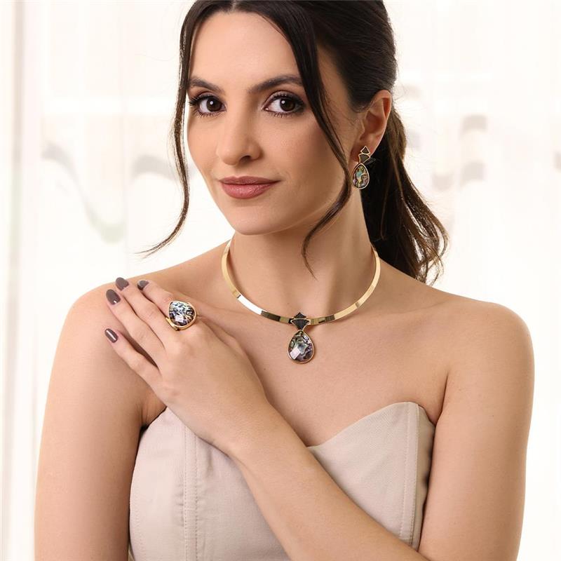 BRINCO FOLHEADO A OURO E RÓDIO NEGRO