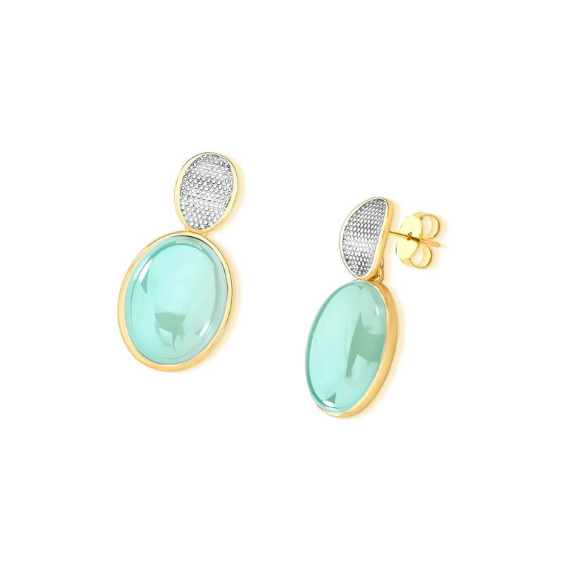 BRINCO FOLHEADO A OURO E RÓDIO BRANCO COM EFEITO PEROLADO