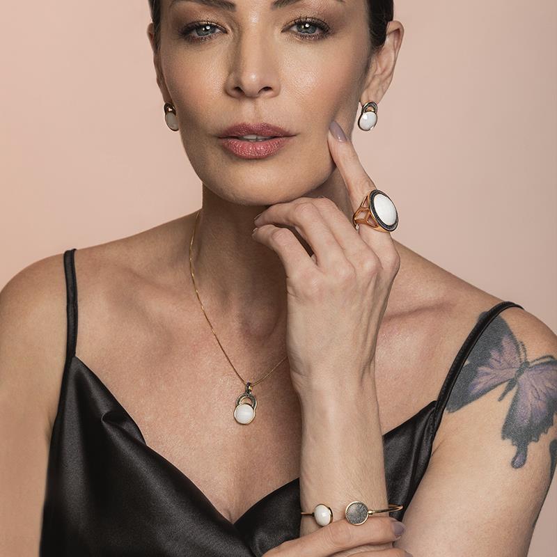 BRINCO FOLHEADO A OURO E RÓDIO BRANCO