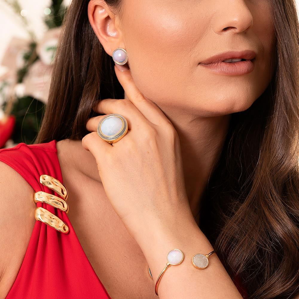 BRINCO FOLHEADO A OURO E RÓDIO BRANCO