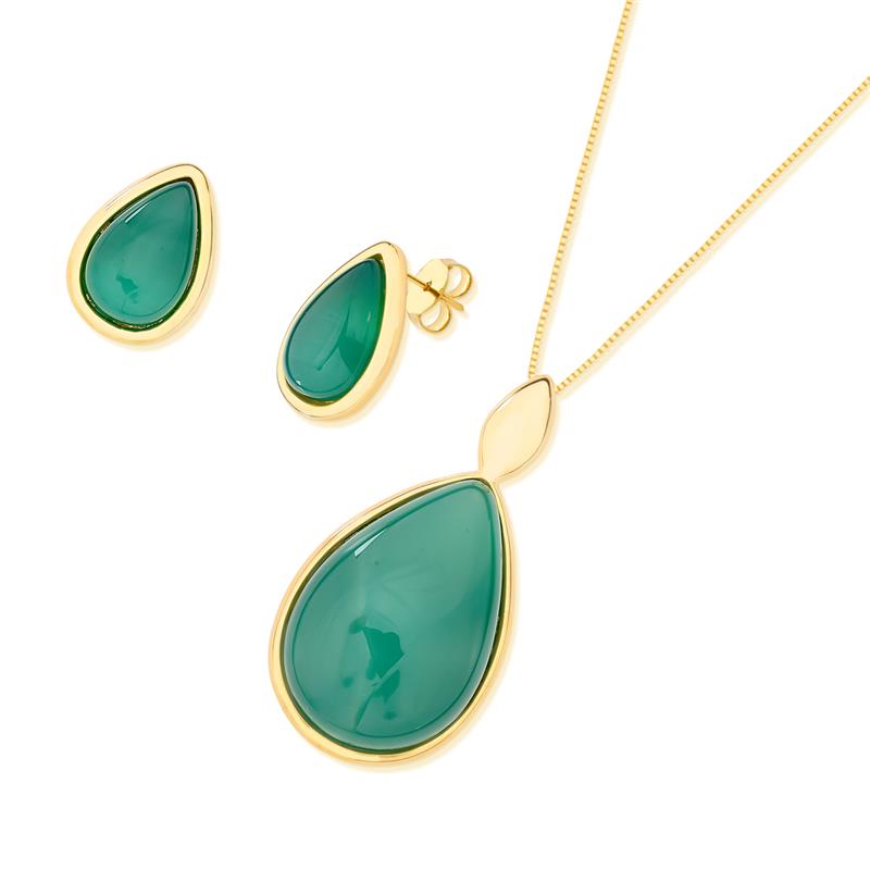 CONJUNTO FOLHEADO A OURO