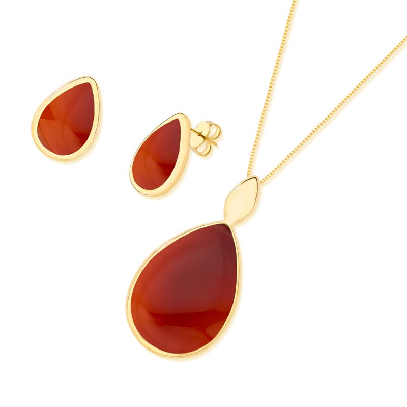 CONJUNTO FOLHEADO A OURO