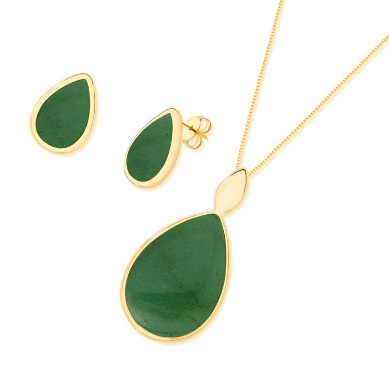 CONJUNTO FOLHEADO A OURO